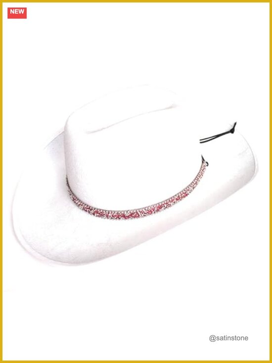 Pink Crystal Rhinestone Cowgirl Hat Band Jewelry Adjustable Size main image 5